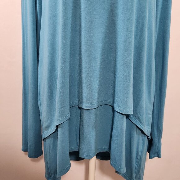 Soft Surroundings Women Size M Aqua Perfect Layers Jersey Knit Tiered Tunic Top - Picture 3 of 15